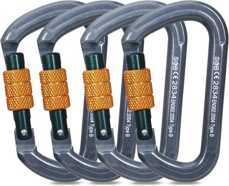 SOB Auto Locking Climbing Carabiner Clips,Heavy Duty Asymmetrical Carabiner Connector Used for Rappelling Gear Rescue Outdoor Projects Dog Leash - Image 1